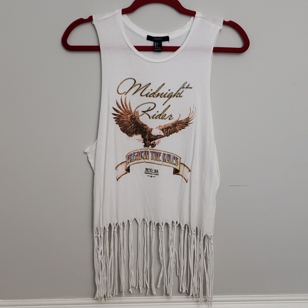 FOREVER 21 Fringe Tank Top Sz L